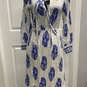 Blue and White Floral Women's Dress